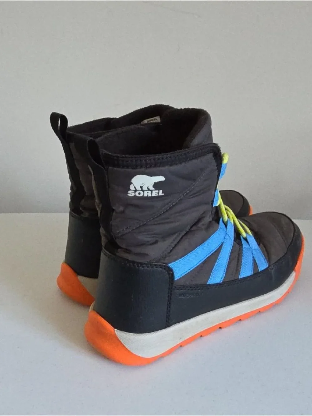 SOREL Whitney II Plus Waterproof Lace Boots charcoal grey color  blue Sz 5 - Picture 4 of 8